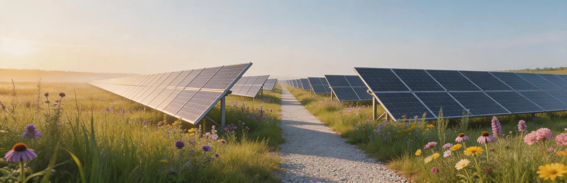 Solar farm with natural landscape